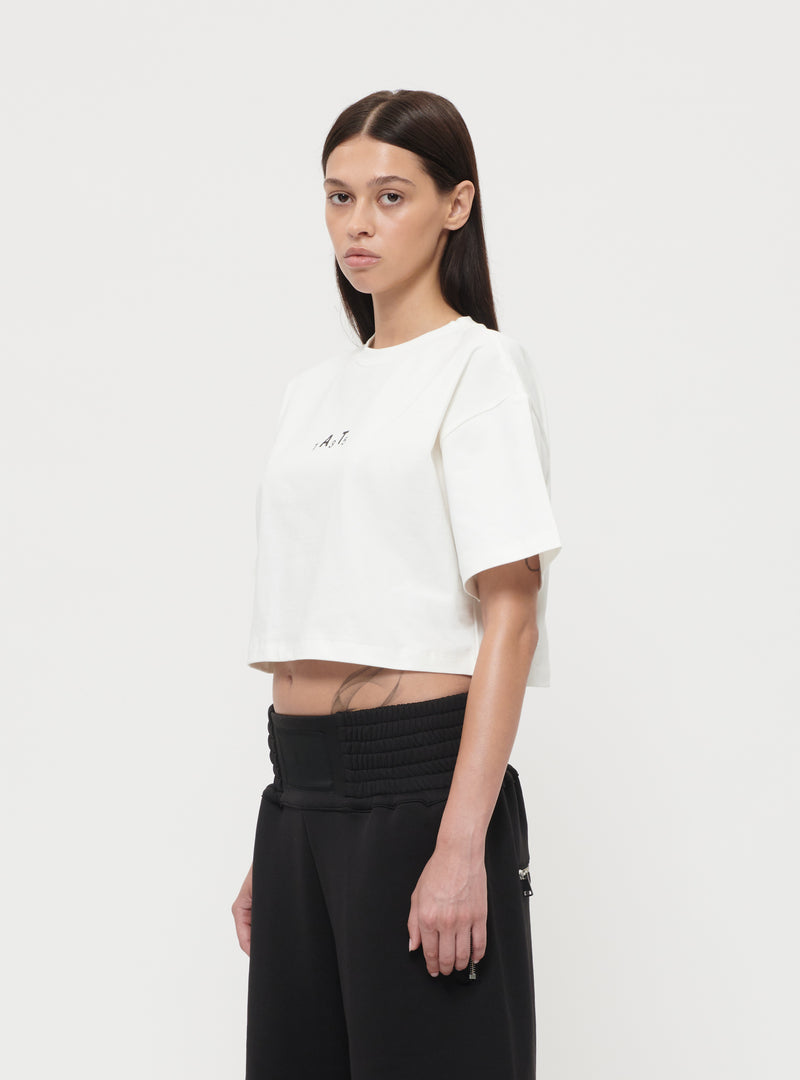 White Manifesto crop t-shirt image 3